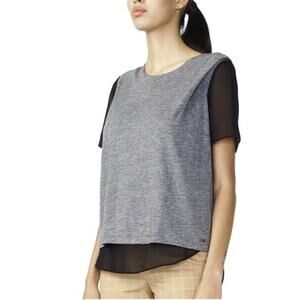 Armani Exchange women's layered tee soft wool jersey chiffon short sleeve top